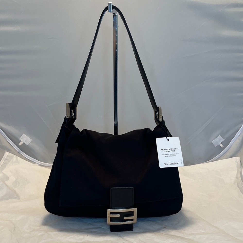 Fendi Black Nylon Satin Mama Forever Bag